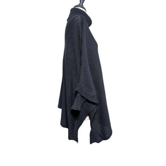 Turtleneck Black  Shawl Poncho Sweater One Size Fits Most - Picture 3 of 4